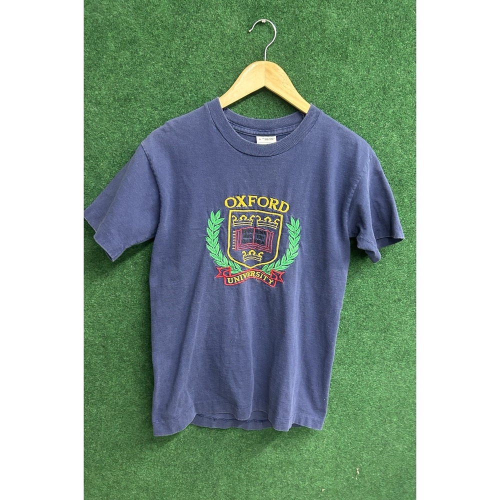 Vintage 90's Screen Stars Oxford University England Embroidered Logo Shirt SZ S